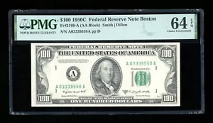 DBR 1950-C $100 FRN Boston Fr. 2160-A PMG 64 EPQ Serial A03339558A - Picture 1 of 2