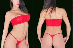 SEXY 2 PCS SET BANDEAU & THONG G-STRINGS ALL OVER LACE EXOTIC LINGERIE ONE SIZE - Picture 1 of 5