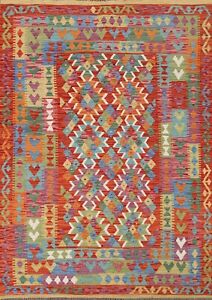 Pastel Color Southwestern Reversible Kilim Area Rug 6'x8' Flat weave Wool Carpet