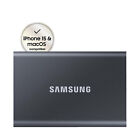 SAMSUNG Portable SSD T7 PC/Mac Festplatte, 1 TB SSD, extern, Titan grey