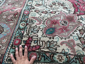 9x12 RED ORIENTAL RUG ANTIQUE HAND-KNOTTED old real handmade blue carpet VINTAGE - Picture 1 of 18