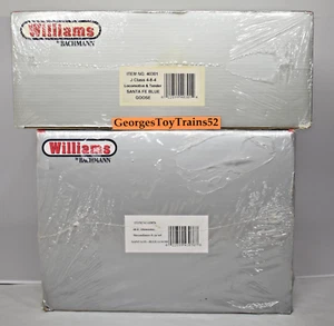 WILLIAMS 3-RL O ATSF SANTA FE BLUE GOOSE J STEAM LOCO + 4 ALUMINUM PASSENGR CARS - Picture 1 of 9