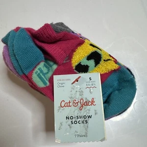 Cat & Jack Girls No Show Socks Emoji Combo (7 Pairs) Size Small 5 1/2-8 1/2 - Picture 1 of 3