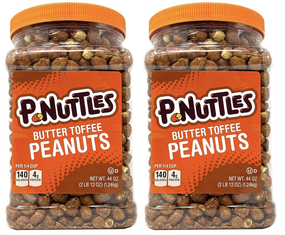 P.nuttles Butter Toffee Covered Peanuts 44oz Jar (pack of 2) 2day Delivery