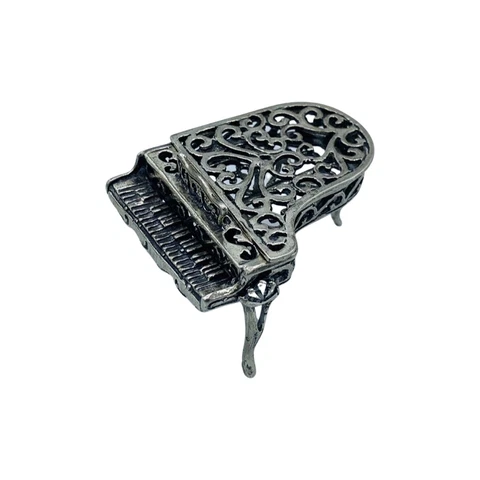 800 Sterling Silver Miniature Doll House Italy Grand Piano Figure Movable Cover