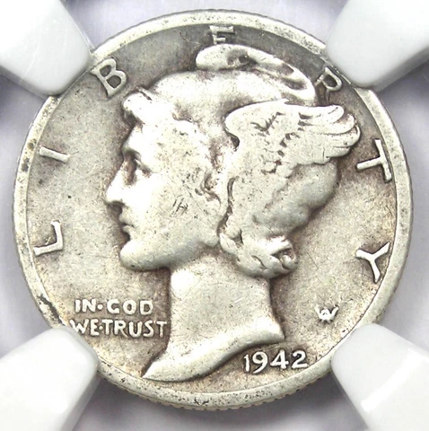 1942/1-D Mercury Dime 10C - Certified NGC F15 - Rare Overdate Variety Coin! Cover