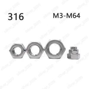 316 Acero Inoxidable DIN934 Tuercas Hexagonales Tuercas Hexagonales M3 M4 M5 M6 M8 M10 M12 M14 M64 - Imagen 1 de 5