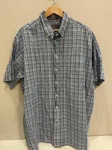 Daniel Cremieux Shirt Mens Blue Print Cotton Short Sleeve SZ 3XT - Picture 1 of 4