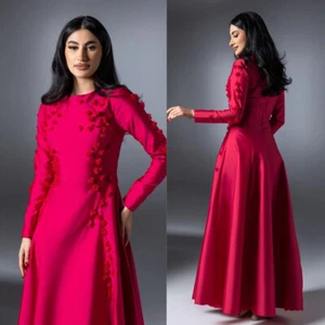 Customized Flowers Evening Dresses O-Neck Zipper Back Bespoke Occasion Gowns New - Picture 1 of 10