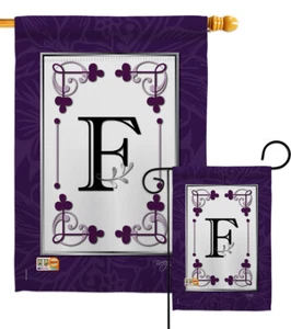 Klassische F Initiale Simply Beauty Monogramm Nachname lila Garten Haus Hof Flagge - Bild 1 von 13