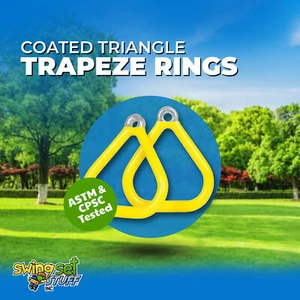 SWING SET STUFF COMMERCIAL COATED TRIANGLE TRAPEZE RINGS YELLOW (PAIR) seat 0017 - Picture 1 of 8