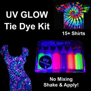 UV NEON GLOW Tie Dye Kit Bulk Tie Dye 50ml -1L  One Step UV Tulip & UV Neon 