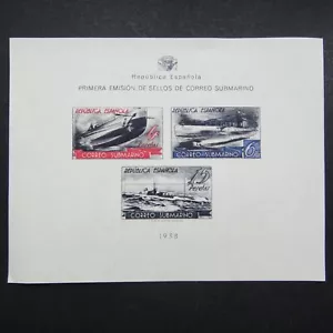 Spain 1938 Stamps MNH Civic War 1938 Submarine Post B/3 SS Impref Block Sheet - Picture 1 of 4