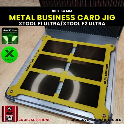 3D JIG SOLUTIONS xTool F1 Ultra & F2 Ultra Metal Business Card Jig | Laser Engraving Template