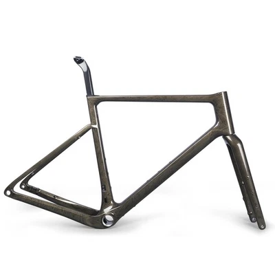 ICAN Graro 58cm UCI Carbon Gravel Bike Frameset Brown Crackle Pattern UDH Hanger - Image 1 of 4