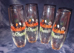 4 bicchieri da vino 6x2" Christmas Cheer flauti senza stelo 8 oz - Foto 1 di 5