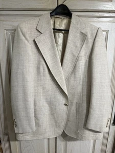 VTG Christian Dior Paris Monsieur Wallachs Beige Tweed Blazer Jacket USA PTP 23” - Picture 1 of 13