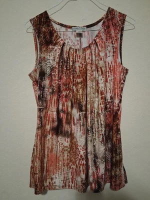 Top boho vintage Suzie XL para mujer cuello acanalado sin mangas rosa estampado animal Foto 1 de 4