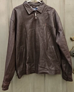 Men's Vintage Polo by Ralph Lauren Leather Jacket - XL - Brown - Free Shipping - Picture 1 of 4