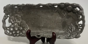 Arthur Court Pewter Tray Key Change Trinket Small Grapes ~8"x3.5" Metal Table - Picture 1 of 12