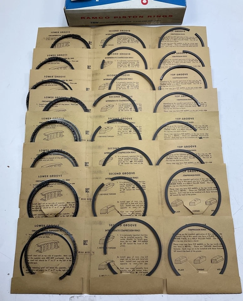 Anillos de pistón del motor TRW T8160 - estándar 1973-1979 Pontiac 400-V8 Foto 1 de 2