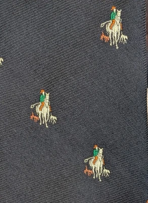 Corbata vintage negra con bordado Fox Hunter & Hound - años 80 Foto 1 de 4