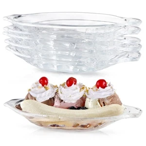 MOLIGOU 6 Pcs Banana Split Boat Dishes, 7.4 oz Ice Cream Sundae Bowls, Clear ... - Picture 1 of 7