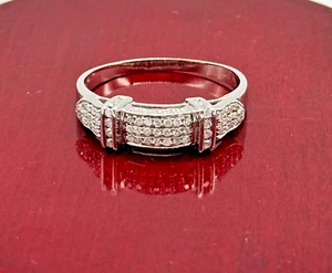 Herren runder Diamant Micro Pave Ehering Ring, 14k massives Weißgold, Größe 10 - Bild 1 von 7