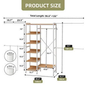 Adjustable Compact Walk-In Closet Organizer Rack System 7-Tier Storage Shelves - Picture 1 of 11