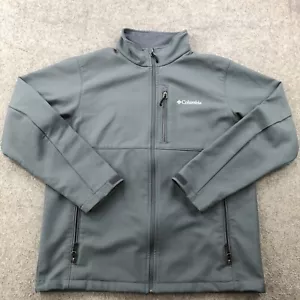 Columbia Jacket Mens Large Gray Outdoors Soft Shell Pockets Hiking Fleece Lined - Picture 1 of 10