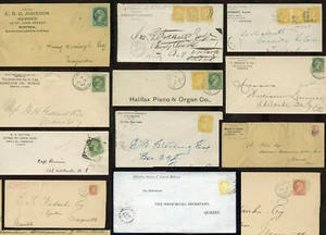 CANADA 1880-1897 PRINTED COMMERCIAL ENVELOPES Q.VICTORIA FRANKINGS ..EACH PRICED - Picture 1 of 23