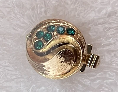 Cierre en forma de bola - 13,5 mm - oro sin níquel - 6 cristales de Swarovski verdes Foto 1 de 3