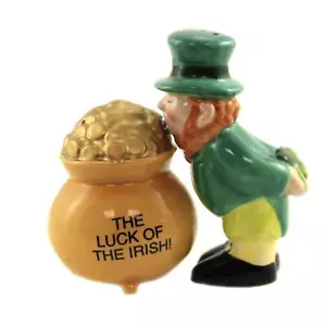 The Luck of the Irish Ceramic Magnetic Salt and Pepper Shaker Set - Picture 1 of 4