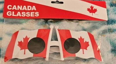 CANADA FLAG Glasses - Costume Novelty - adult sized - Maple Leaf new - Image 1 of 2
