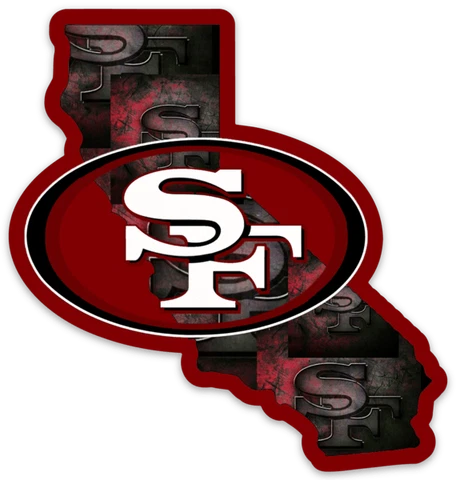 San Francisco 49ers State of California with 49ers logo Type Die- cut MAGNET Cover