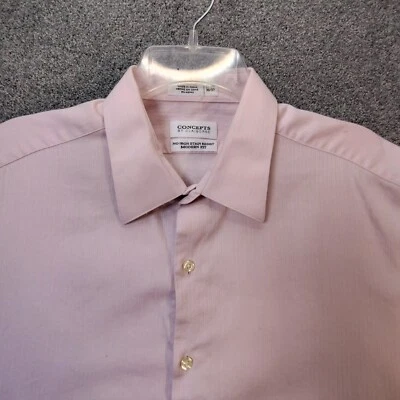 Concepts by Claiborne Men 17 1/2 36/37 Casual Shirt Pink Short Sleeve Buttons Up - Image 1 of 4