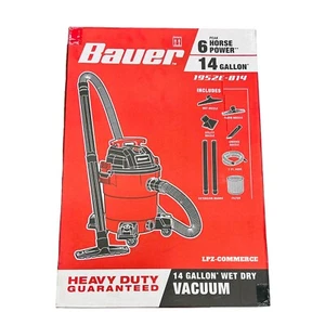 NEW Bauer 1952E-B14 14 Gallon Wet/Dry Vacuum w/Nozzles And Extension Wands - Picture 1 of 3