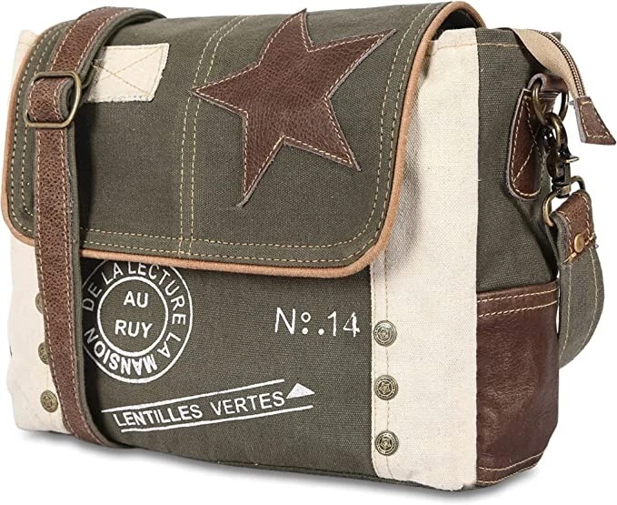 Bandolera para Mujer y Hombre Cuero Reciclado Lona Bolso de Hombro Tote Foto 1 de 4