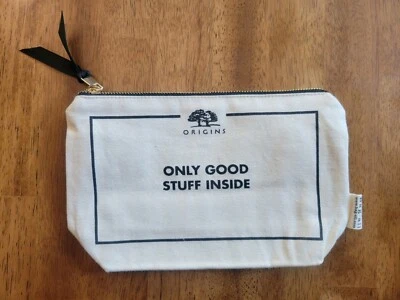 Bolsa de maquiagem Bag-all Origins lona com zíper apenas coisas boas dentro creme e preto - Imagem 1 de 2