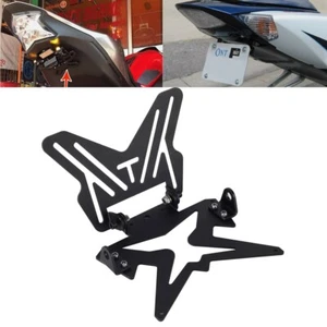 Universal Motorcycle License Number Plate Hanger Holder Tail Tidy Bracket Black - Imagen 1 de 8