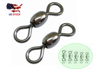 50/100PCs Crane Barrel Swivels Matte Black Swivel Hook Connector Size 1/0#-6/0# - Picture 1 of 14