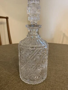 Vintage Cut Crystal Whiskey Decanter w/Stopper Star 10" - Picture 1 of 6