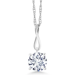 10K White Gold White Moissanite Pendant Necklace For Women (1.00 Cttw, with 18 - Picture 1 of 5