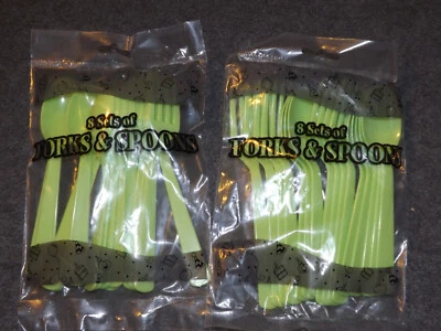 Lote de 2 paquetes - 8 cucharas y tenedores verde lima - 16 piezas en total - suministros para fiestas Foto 1 de 2