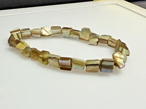 Vintage Bracelet Paua Abalone Mexico Jewellery Elastic Band Beaded 18.62g - Picture 1 of 3