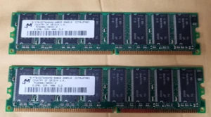 2X Micron Crucial 512MB PC3200 DDR-400 ECC DIMM ( MT8VDDT6464AG-40BD2 ) - Picture 1 of 2