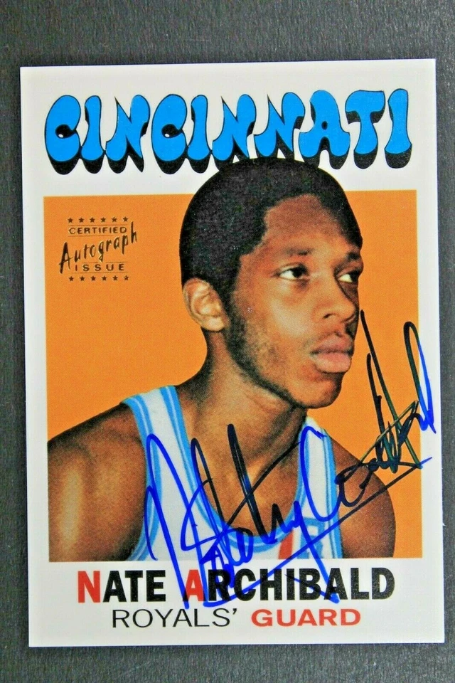 Nate Archibald Autographed 1996 Topps TOP 50 OF ALL TIME Signed ROOKIE Reprint  - Image 1 of 3
