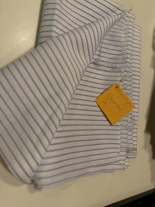 WHITE W/ Light Blue Pinstripe POLY/RAYON Blend  FABRIC 2 1/3 YDS X 45" - Picture 1 of 3