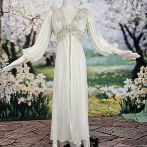 Vintage 1930er Chiffon Pegnoir Staubmantel Jacke Spitze detailliert wie Engel Kleid - Bild 1 von 23
