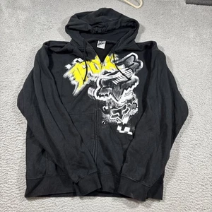 Vintage Y2K Fox Racing Sasquatch Zip up Black Hoodie Sweatshirt Size L Fleece - Picture 1 of 7